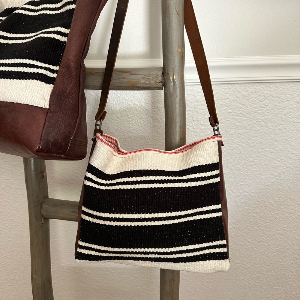 Striped Black and White Shoulder Bag